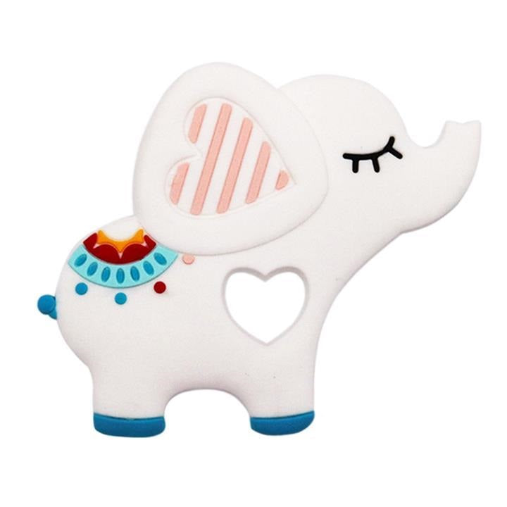 Elephant Silicone Teether - White