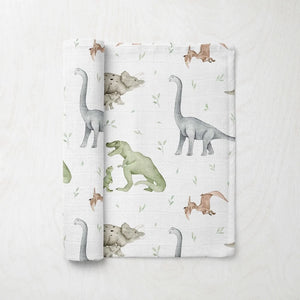 Dinosaur Neutral Muslin Swaddle Blanket